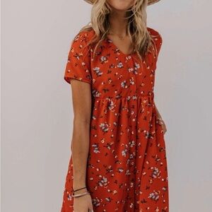 Roolee Floral Red Dress